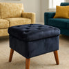 Tufted Wooden Stools Pair Article No6