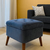 Tufted Wooden Stools Pair Article No7