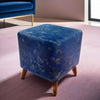 Square wooden stools pair
