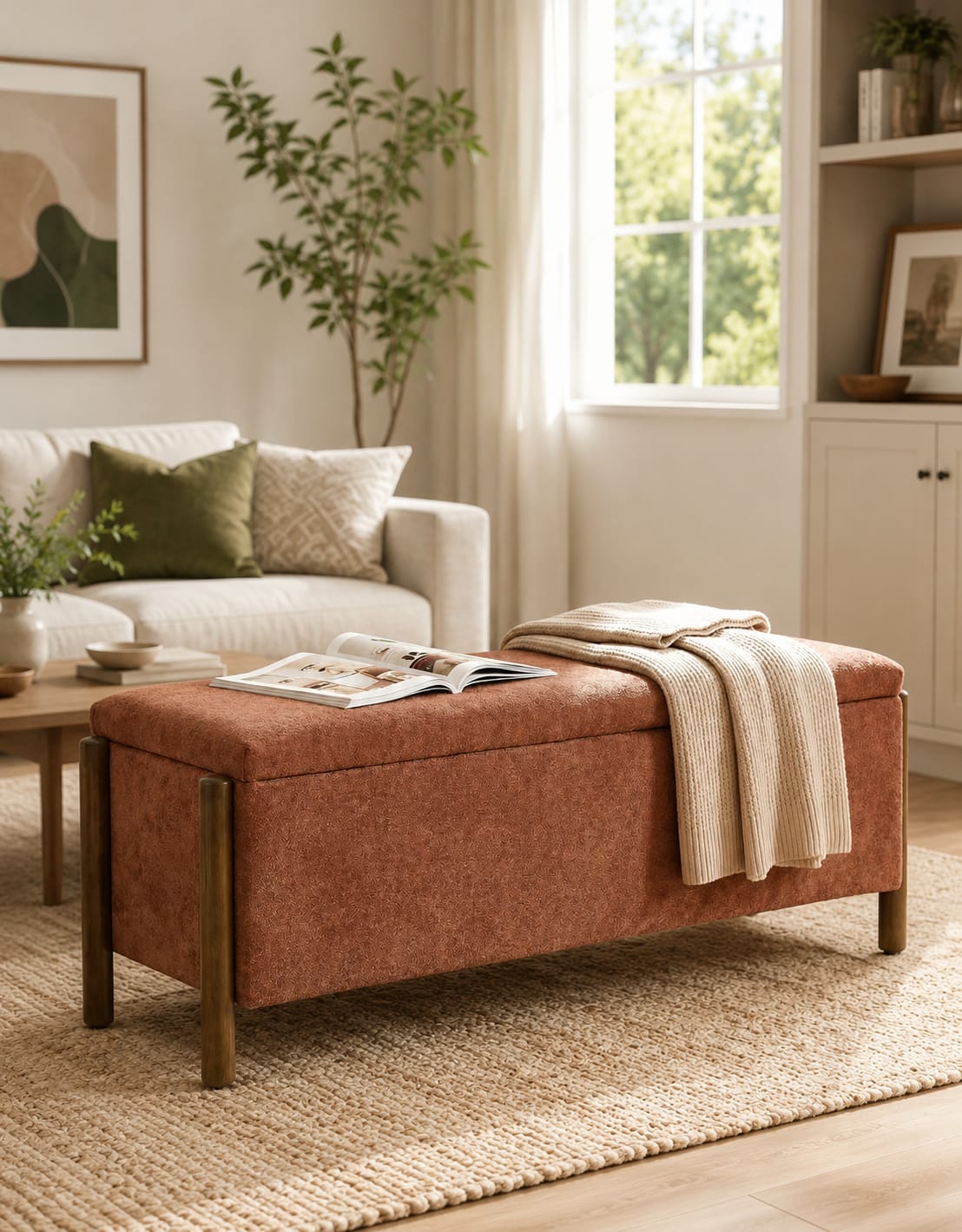 Two Seater Storage Ottoman for Bedroom