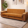 Sofa cum bed with armrests