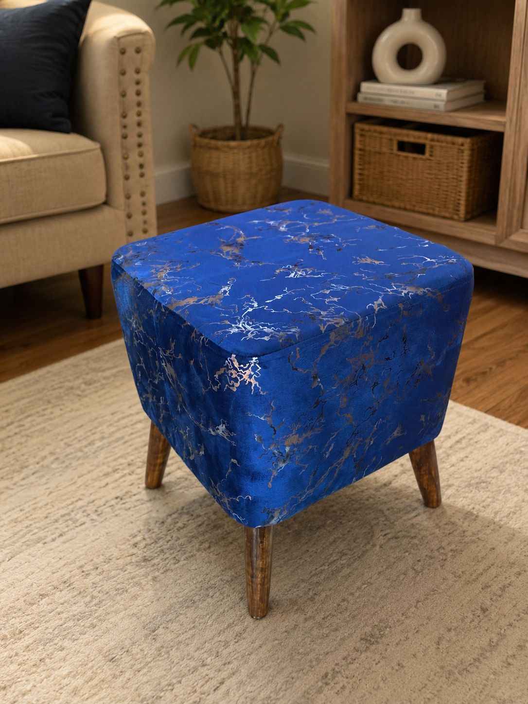 Luxury Wooden Stools Pair for Bedroom