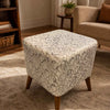 Wooden Pouf Stools Pair for Extra Seating and Footrest