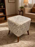 Wooden Pouf Stools Pair for Extra Seating and Footrest