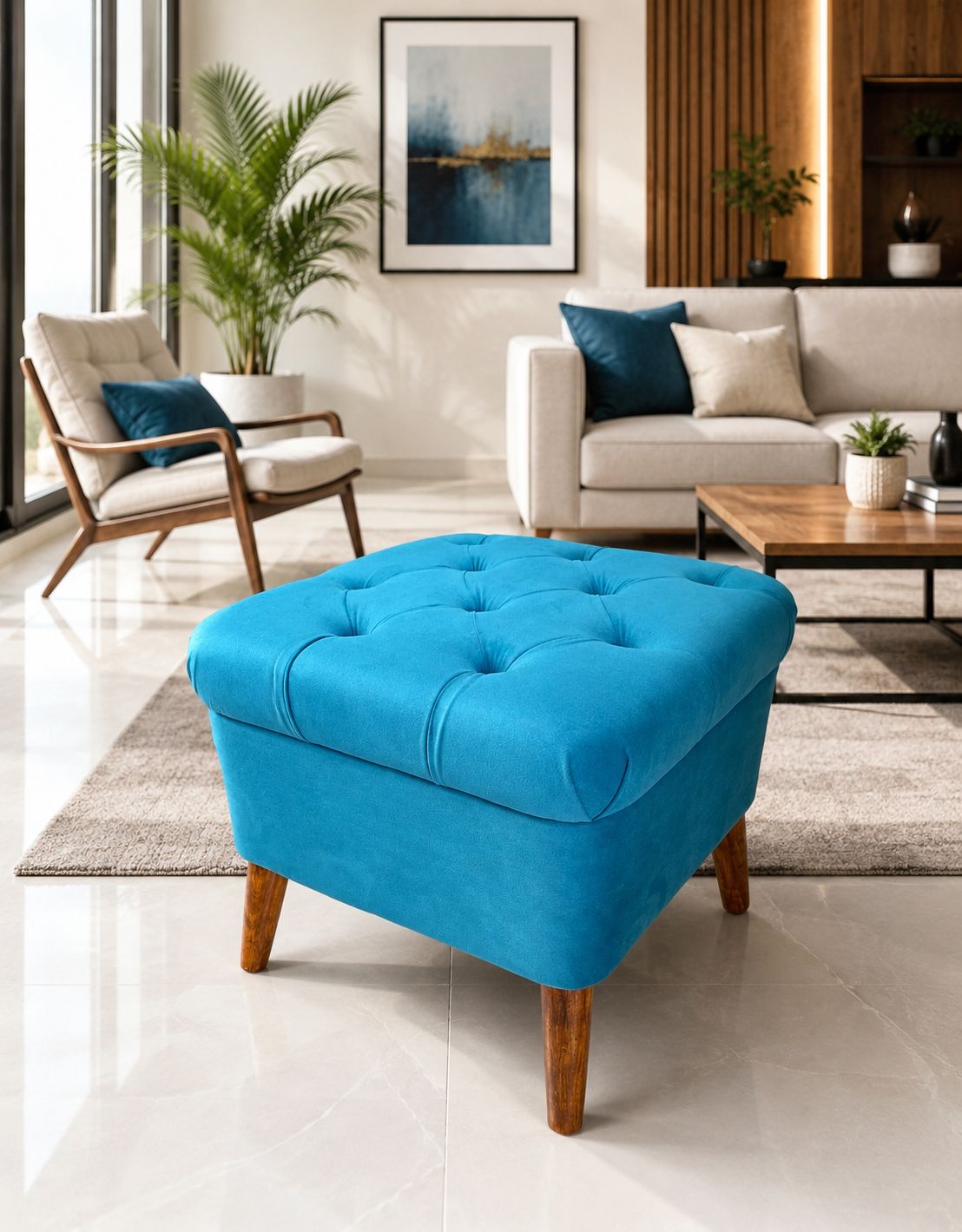 Modern Ottoman Seating Pair