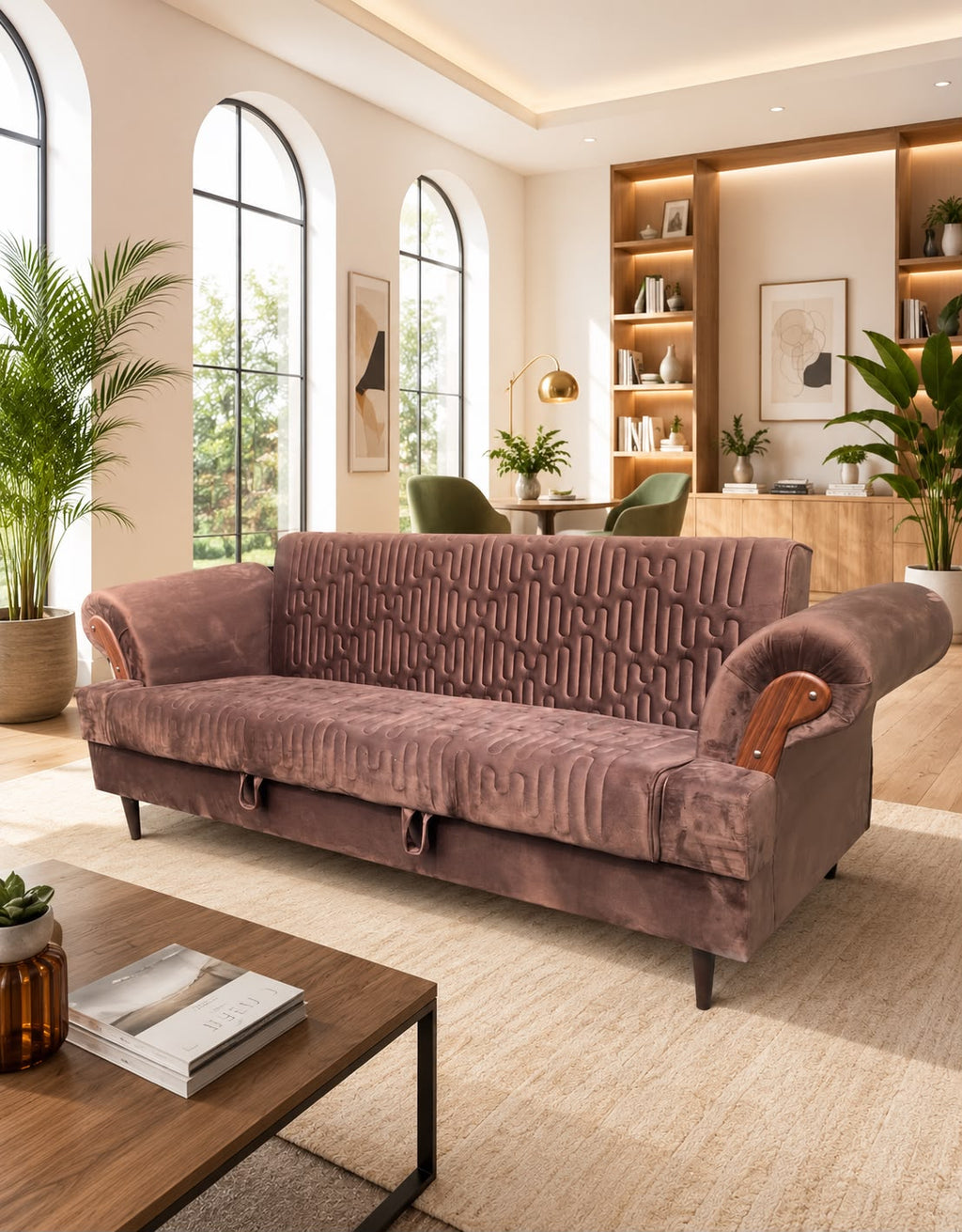 Luxury Sofa Cum Bed with Solid Wood Frame & Molty Foam