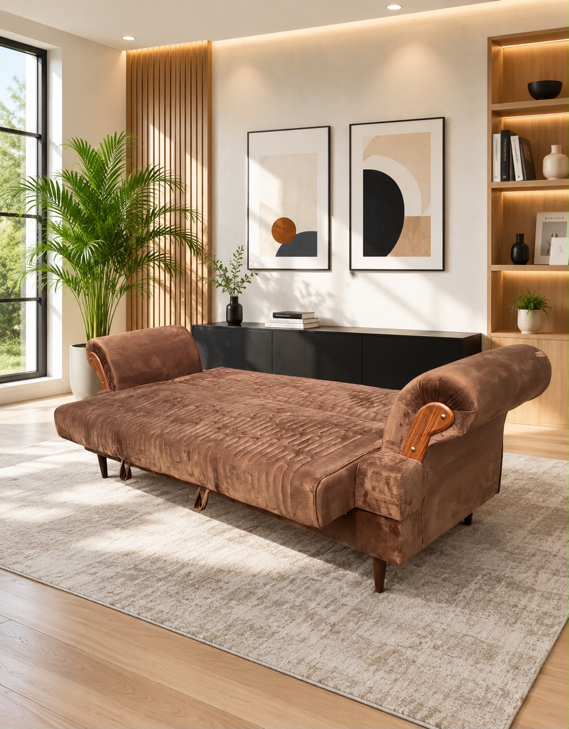 Luxury Sofa Cum Bed with Solid Wood Frame & Molty Foam