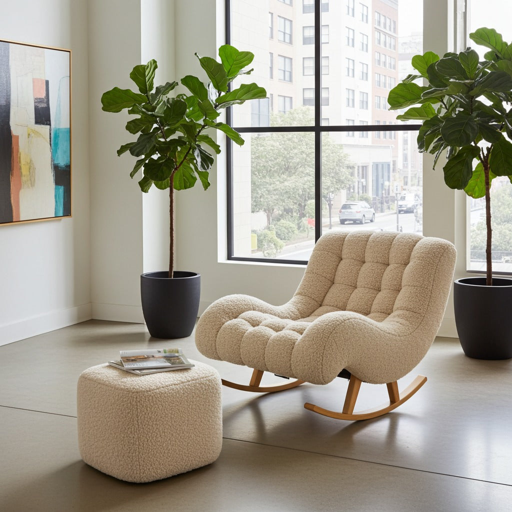 Premium Rocking Chair with Footstool for Home