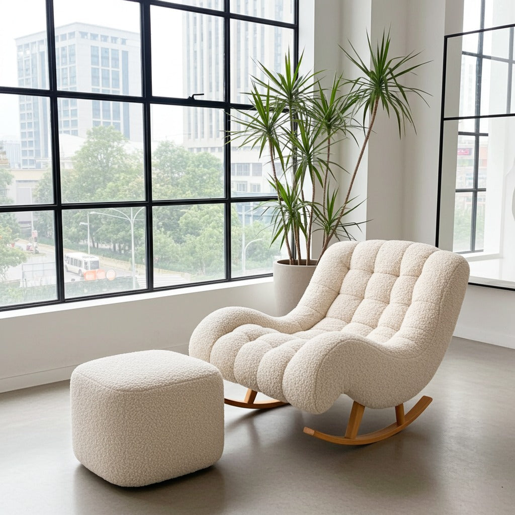 Luxury Rocking Chair & Footstool Set for Living Room