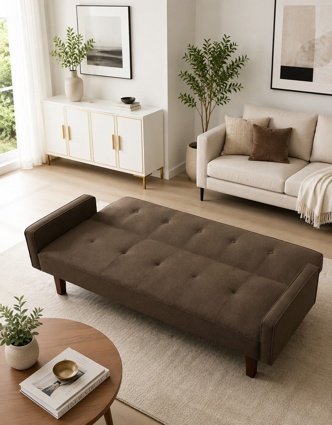 Modern Reclining Sofa Bed with Premium Upholstery