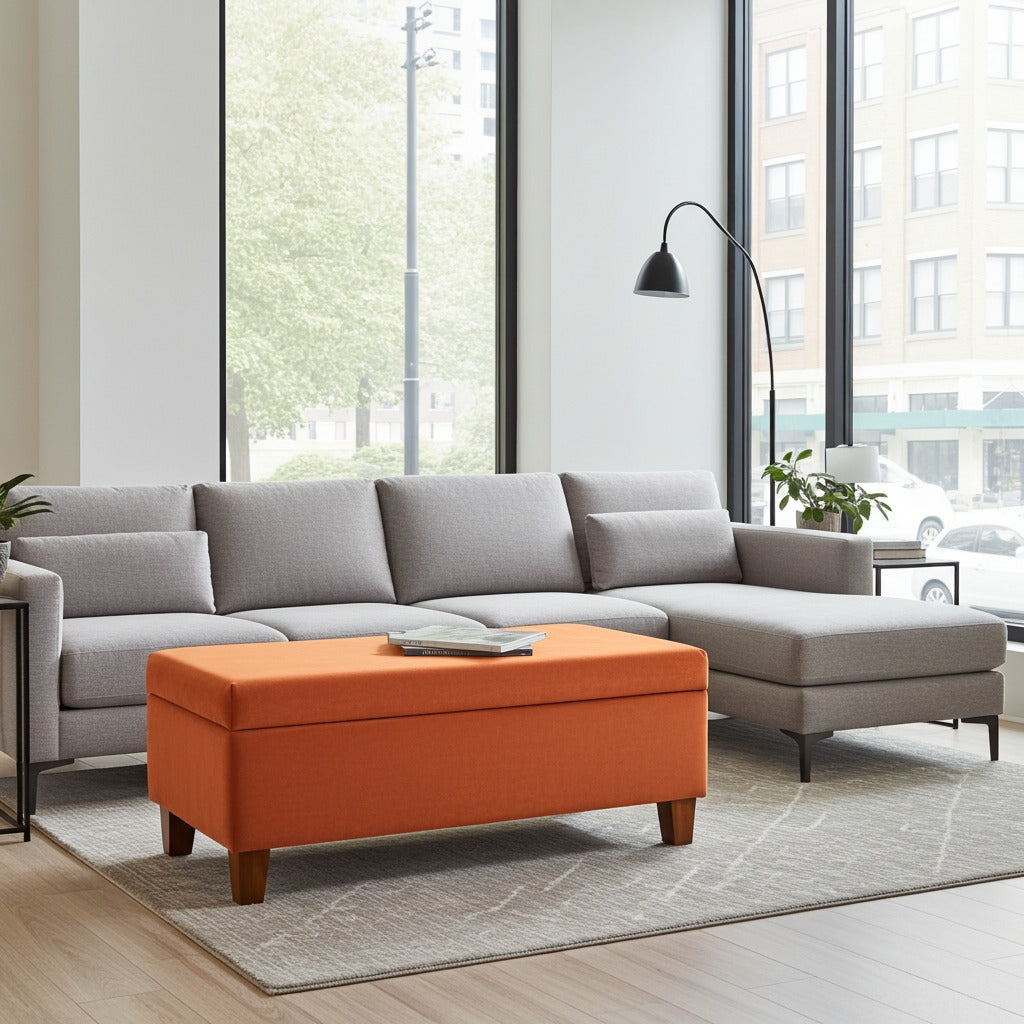 Luxury Wooden Storage Stool with Upholstery