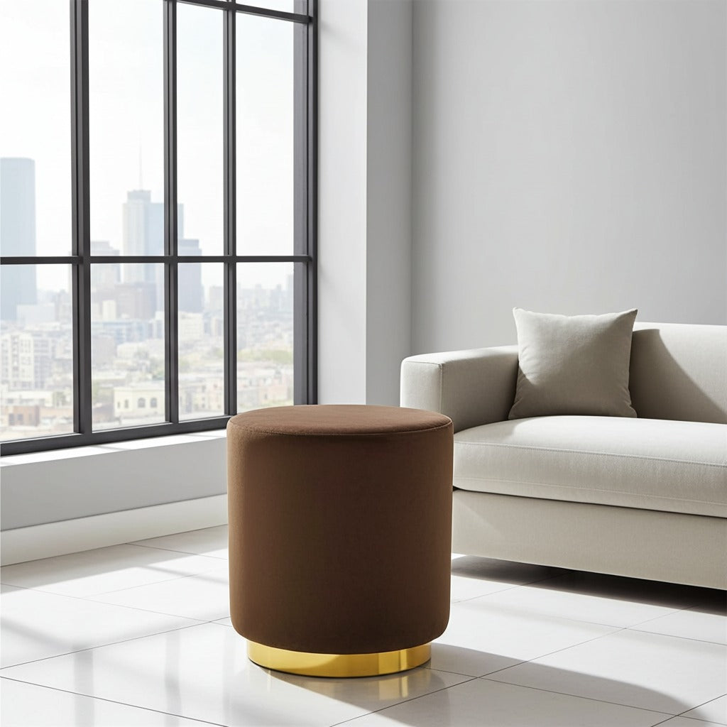 Modern round ottomans pair