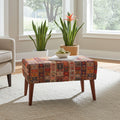 Upholstered rectangle stools pair