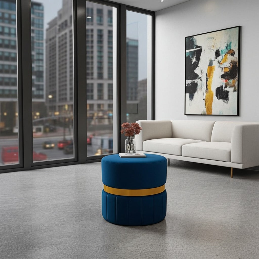 Industrial round stools pair