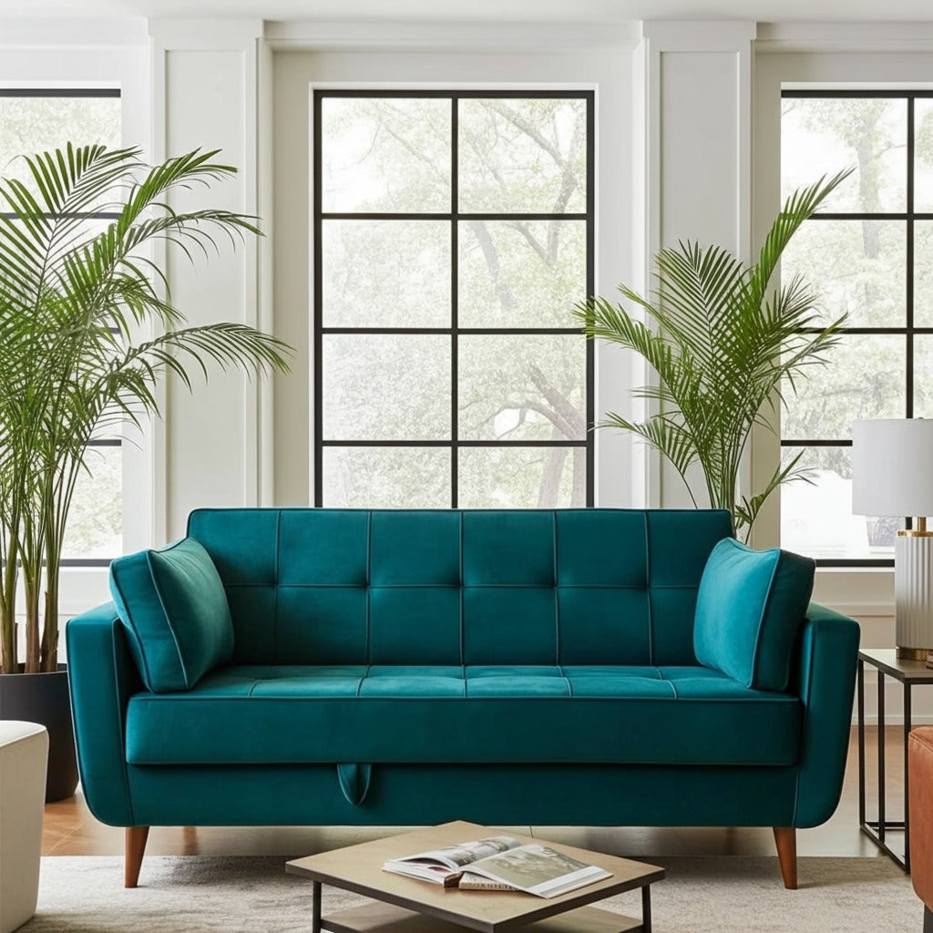 Modern Teal Sofa Cum Bed