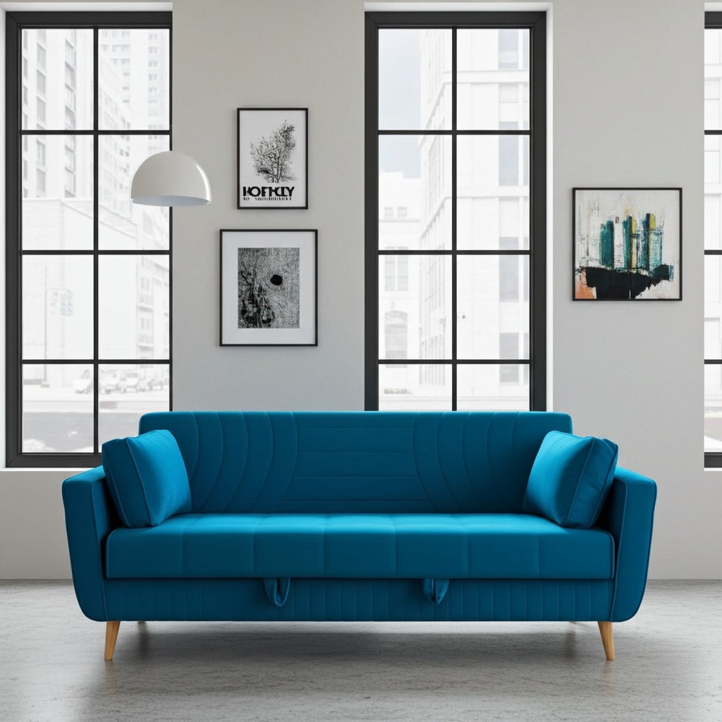 Modern Teal Sofa Cum Bed Article No5