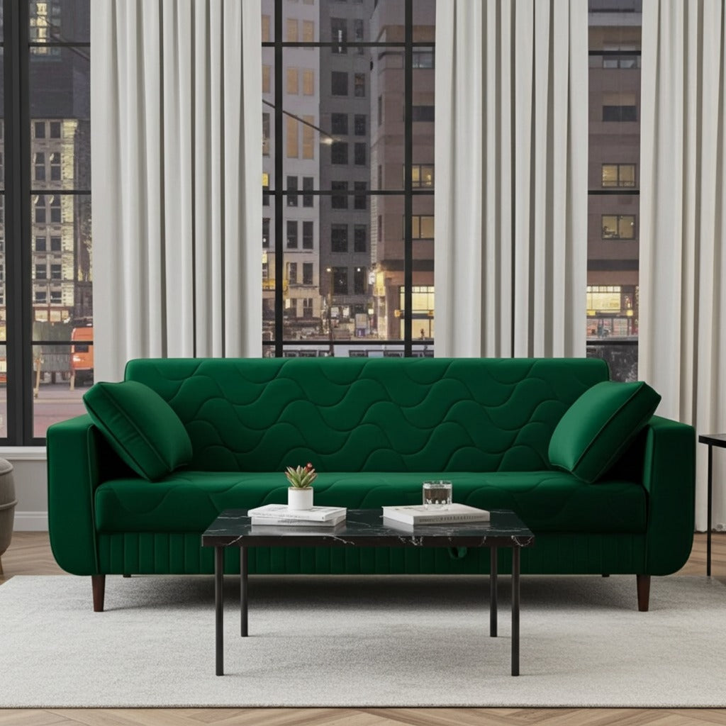 Modern Teal Sofa Cum Bed Article No6