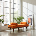 Entryway Bench with Upholstered Seat and Wooden Legs