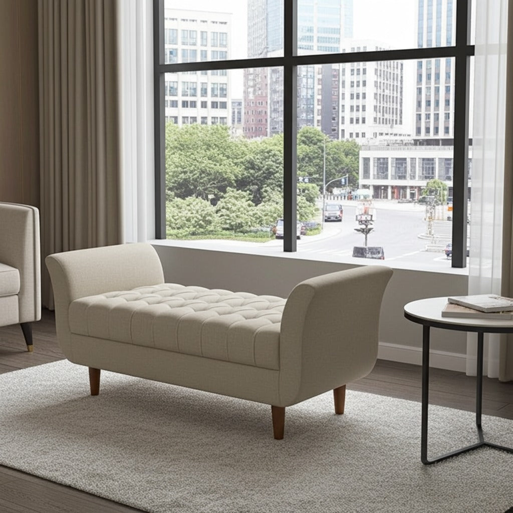 Tufted Wooden Settee