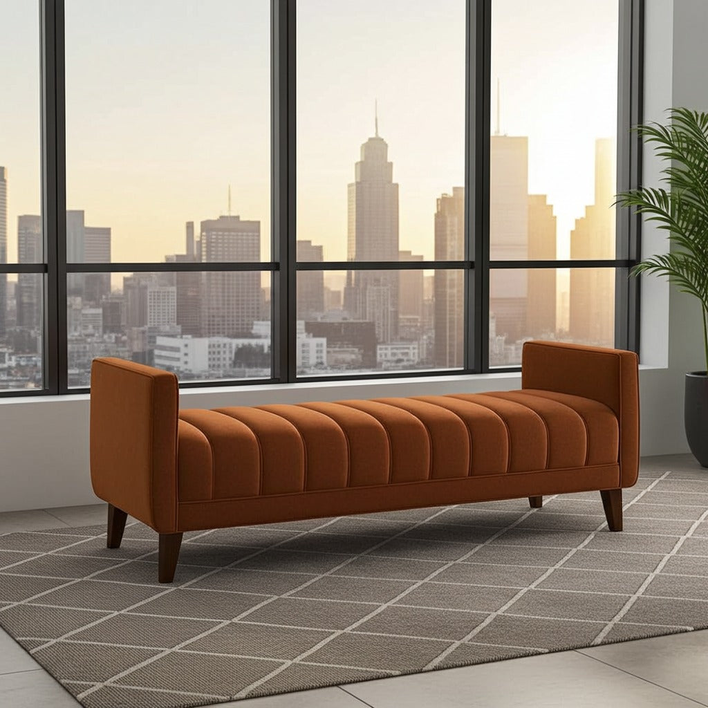 upholstered wooden settee