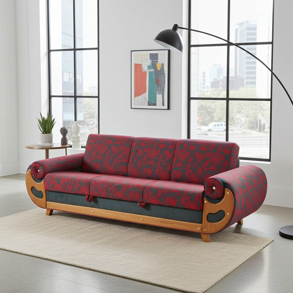 Sofa bed with pillows