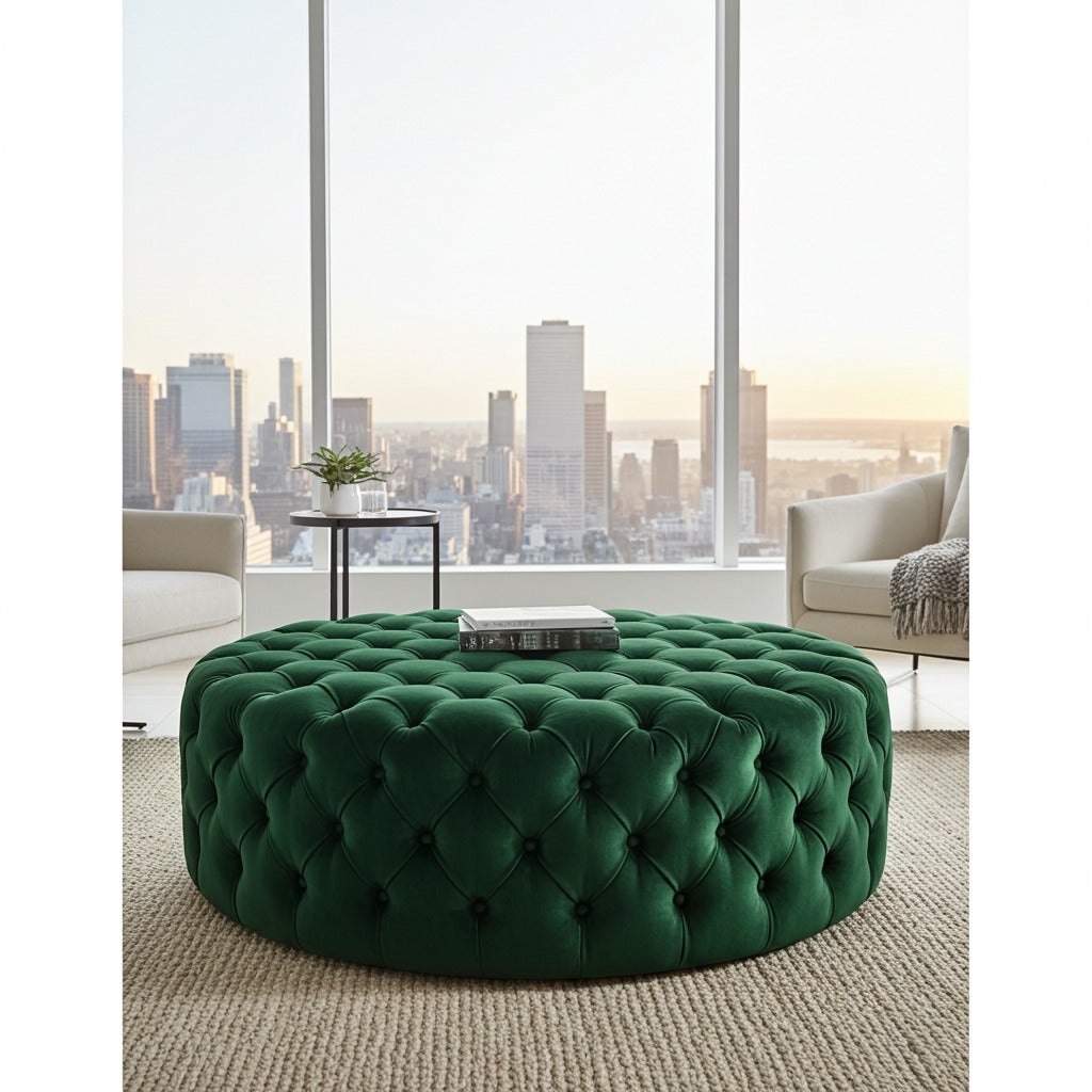 Hallway Wooden Tufted Stool Article No2