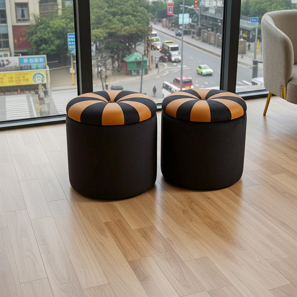 Round Storage Stools pair