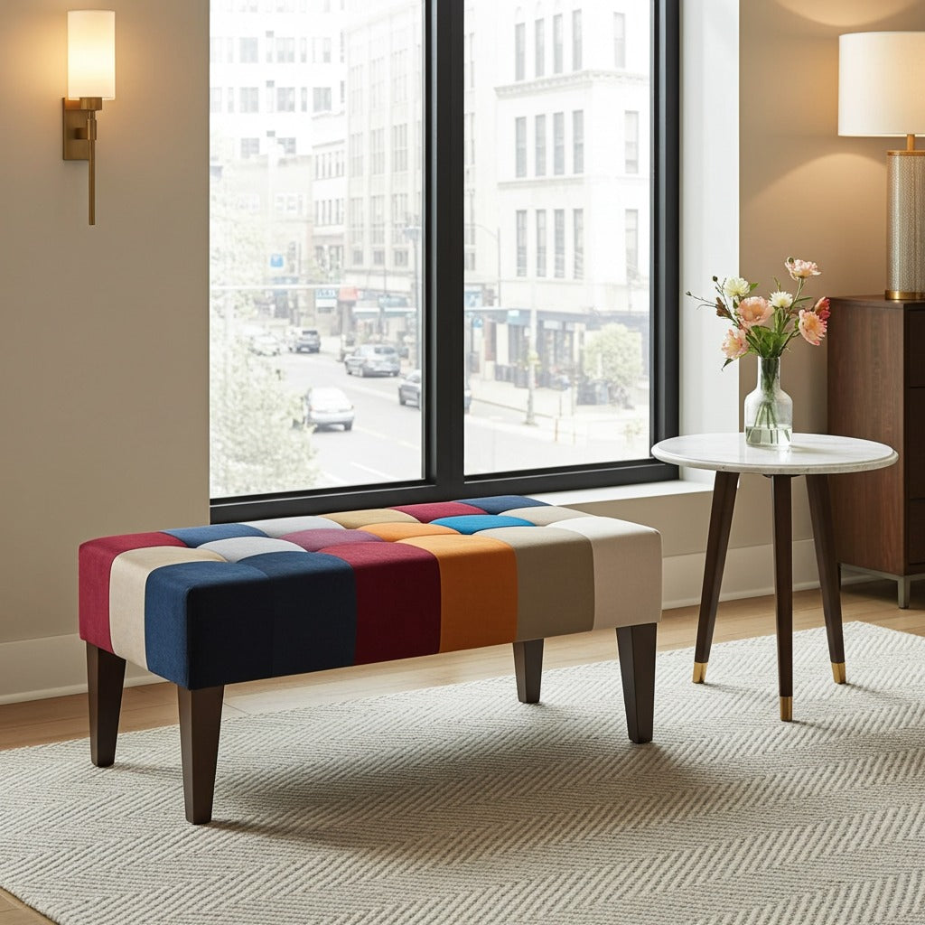 Tufted two seater stool article no4