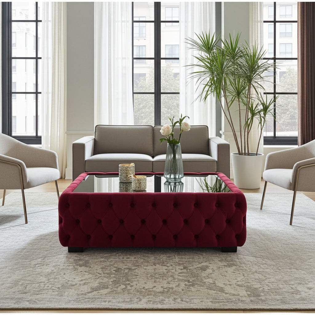 Wooden Quilted Centre Table with Elegant Finish