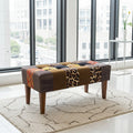Luxury Wooden Two Seater Stool with Colorful Patchwork Fabric
