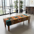 Modern Two Seater Patchwork Ottoman Bench for Living Room