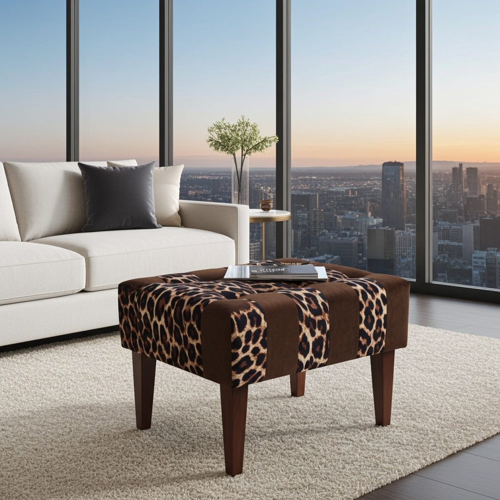 Designer Patchwork Ottoman Pair for Modern Homes