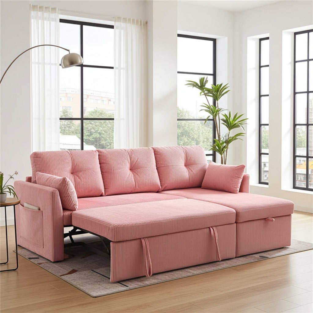 Luxury L Shape Double Sofa Cum Bed for Home