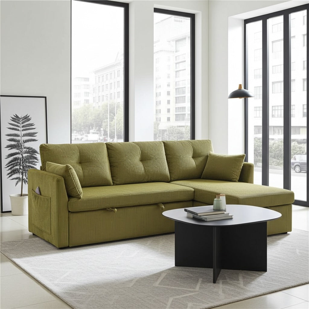 Double Sofa Cum Bed L Shape Corner Design