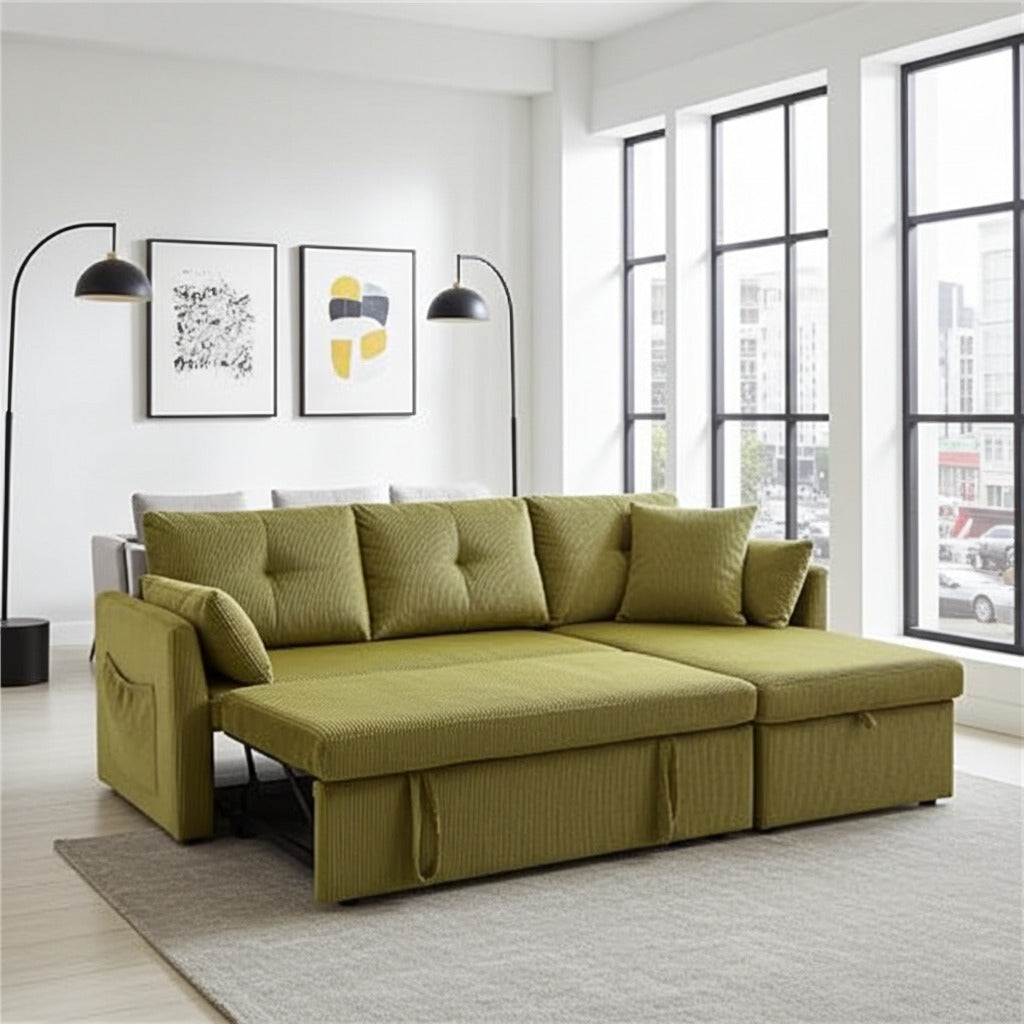 Double Sofa Cum Bed L Shape Corner Design
