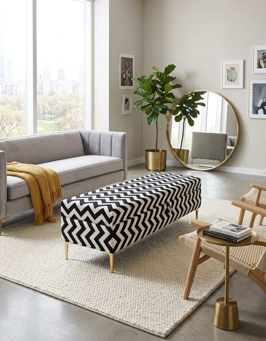 Modern Storage Ottoman Stool for Living Room