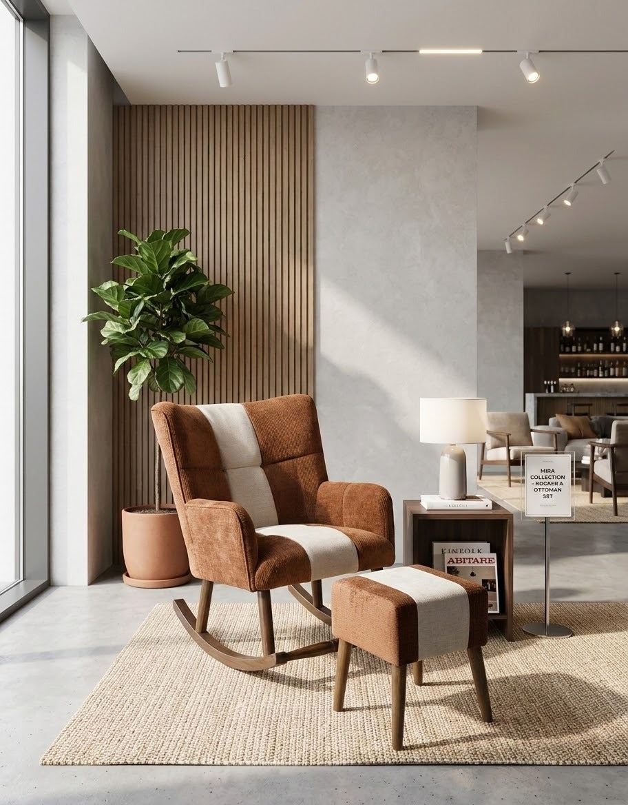 Rocking Chair with Footstool for Living Room Décor