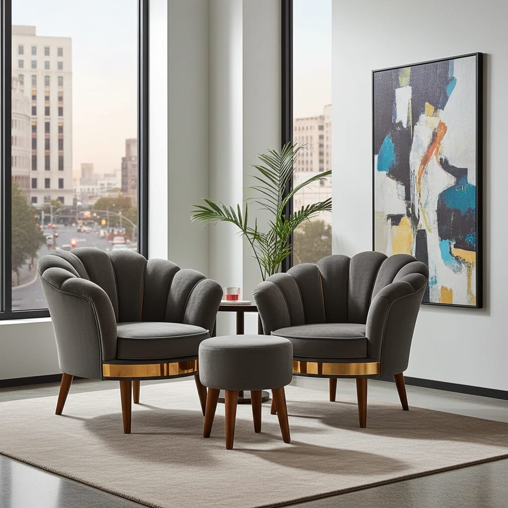 Flower Style Chairs With Coffee Table