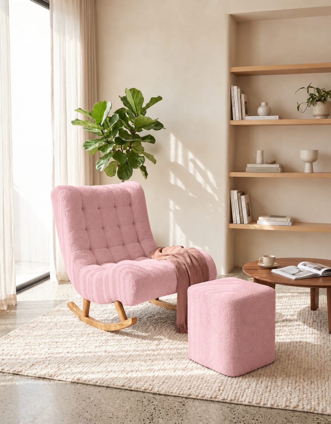 Comfortable Rocking Chair with Footrest for Home
