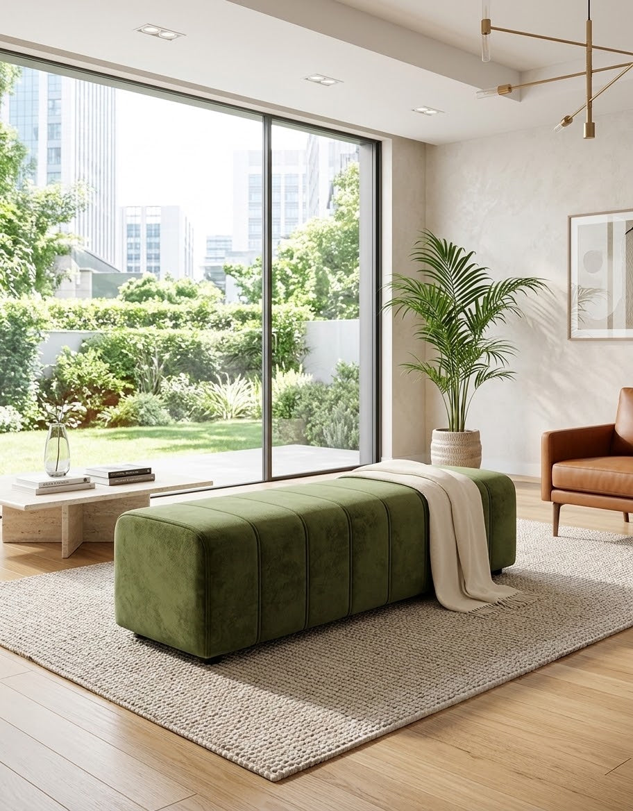 Modern Wooden Two Seater Ottoman Seating
