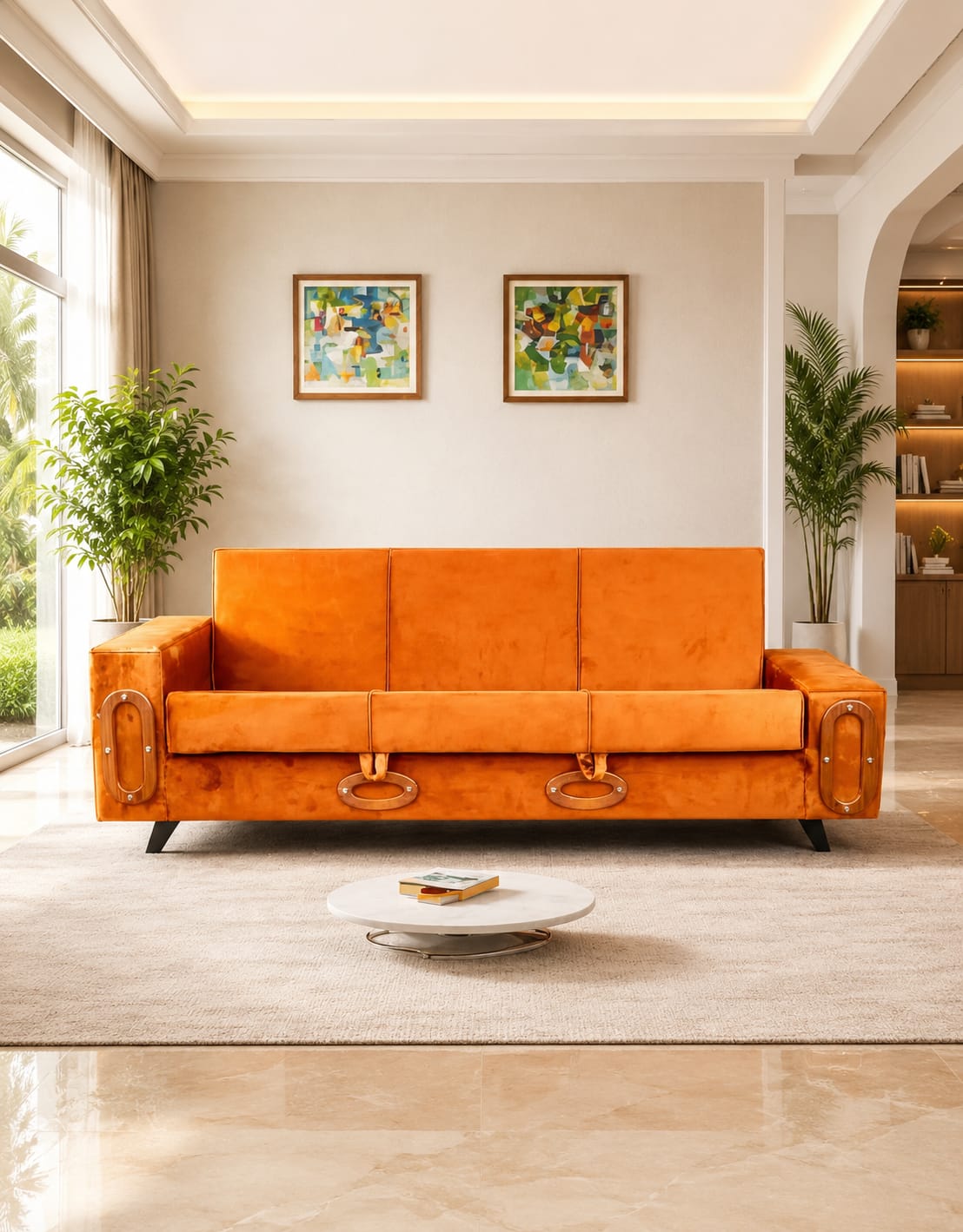 Sofa bed with single armrest