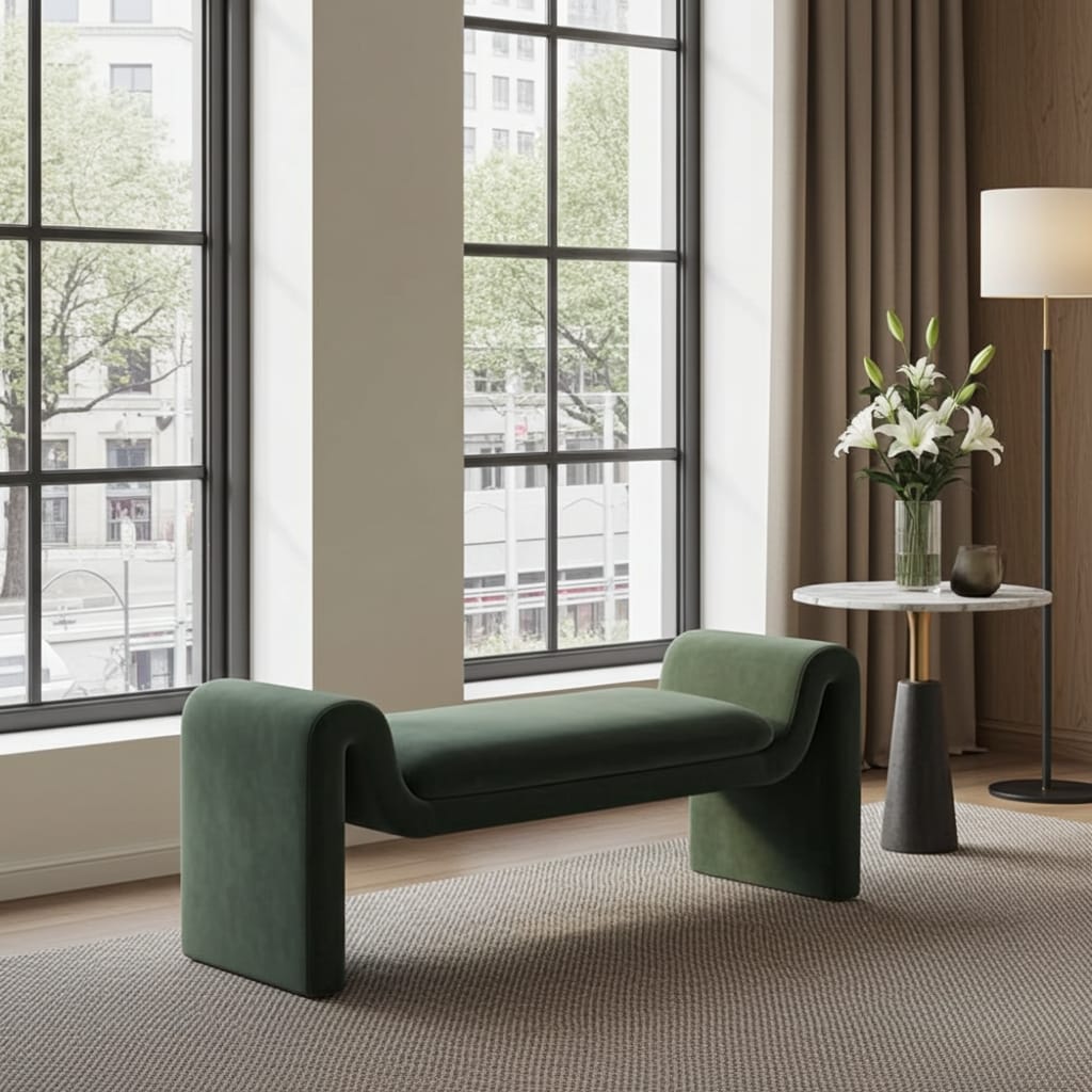 Modern Settee Sofa with Curved Arms