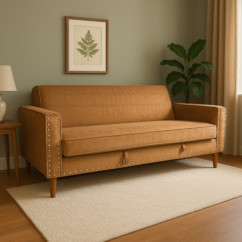 Brown sofa cum bed