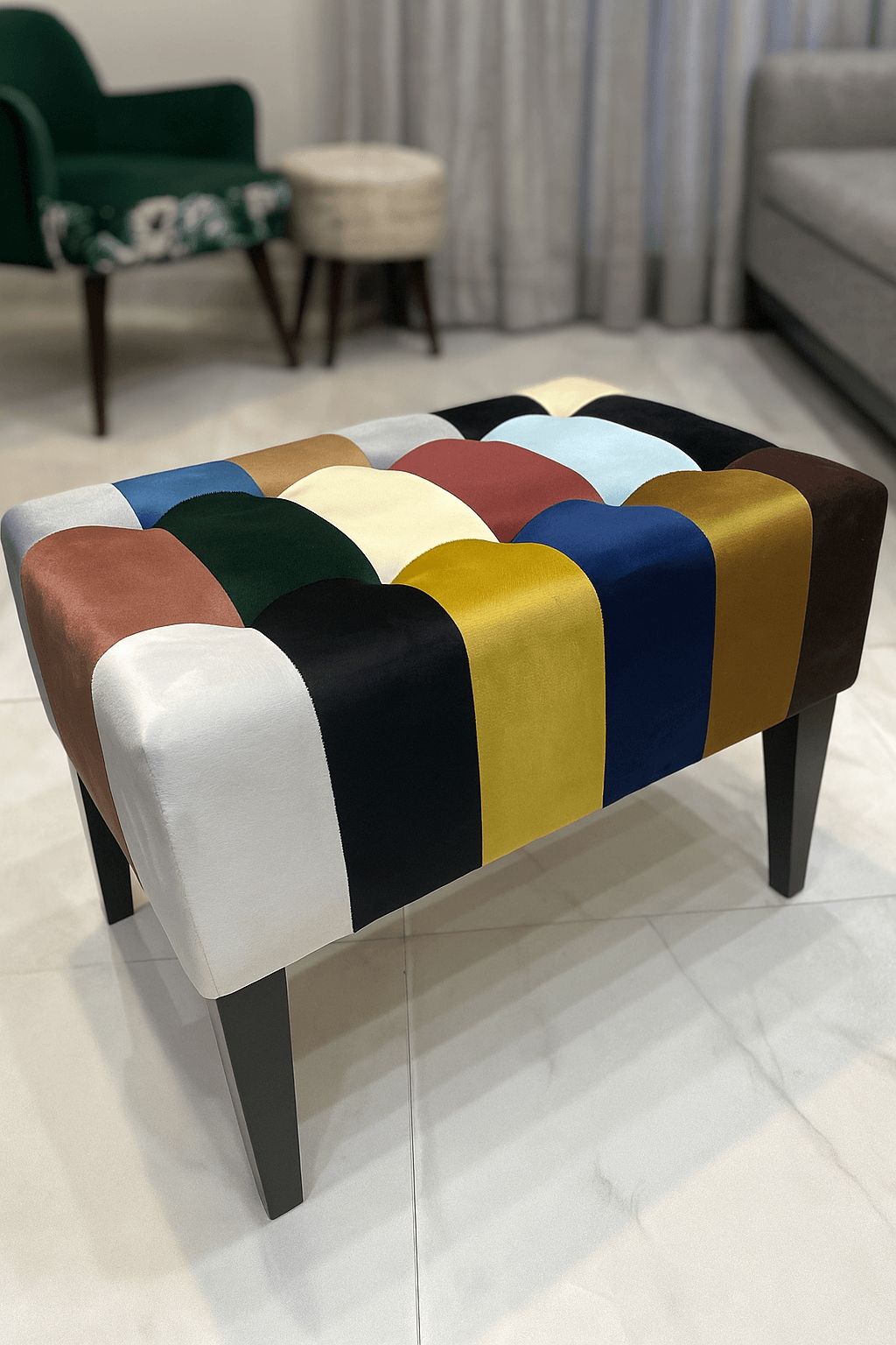 Minimalist rectangle stools pair