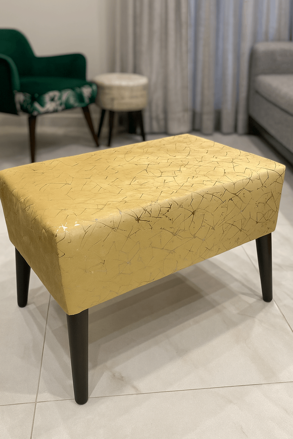 Rectangle Shape Wooden Stools pair