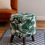 Upholstered round stools pair