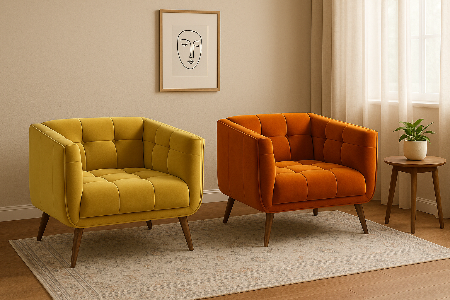 Lounge chairs for coffee table pair